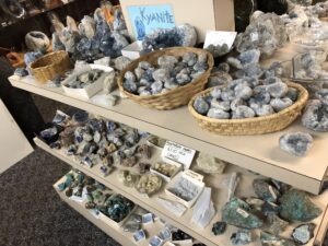 Assorted crystals on display, Nature's Treasures has many to choose from.